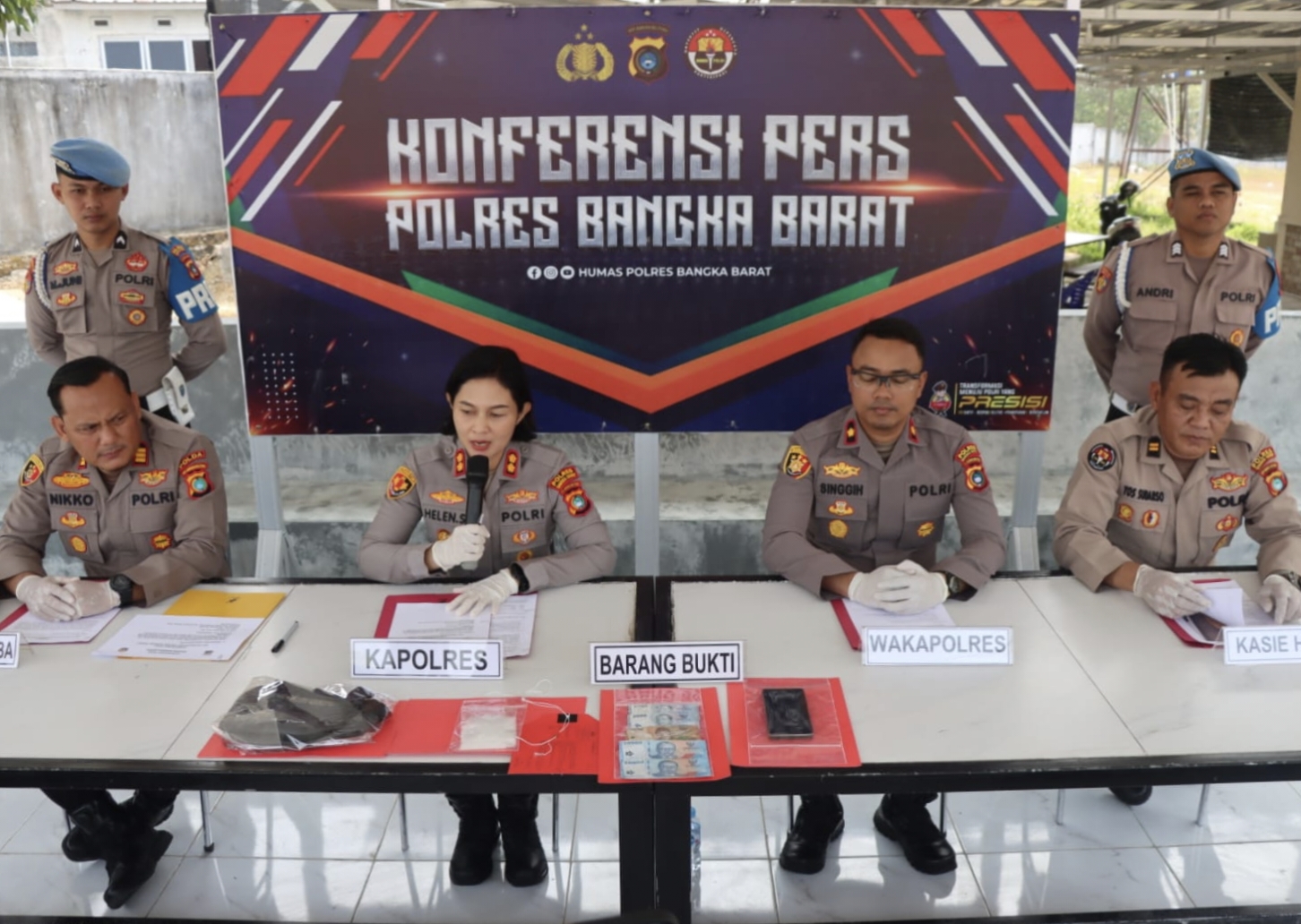 Konferensi Pers, Polres Bangka Barat Ungkap 78,81 Gram Sabu di Mentok